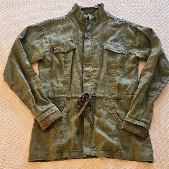Michael Stars Women's Olive Green Linen Utility Jacket Sz S - Picture 1 of 12